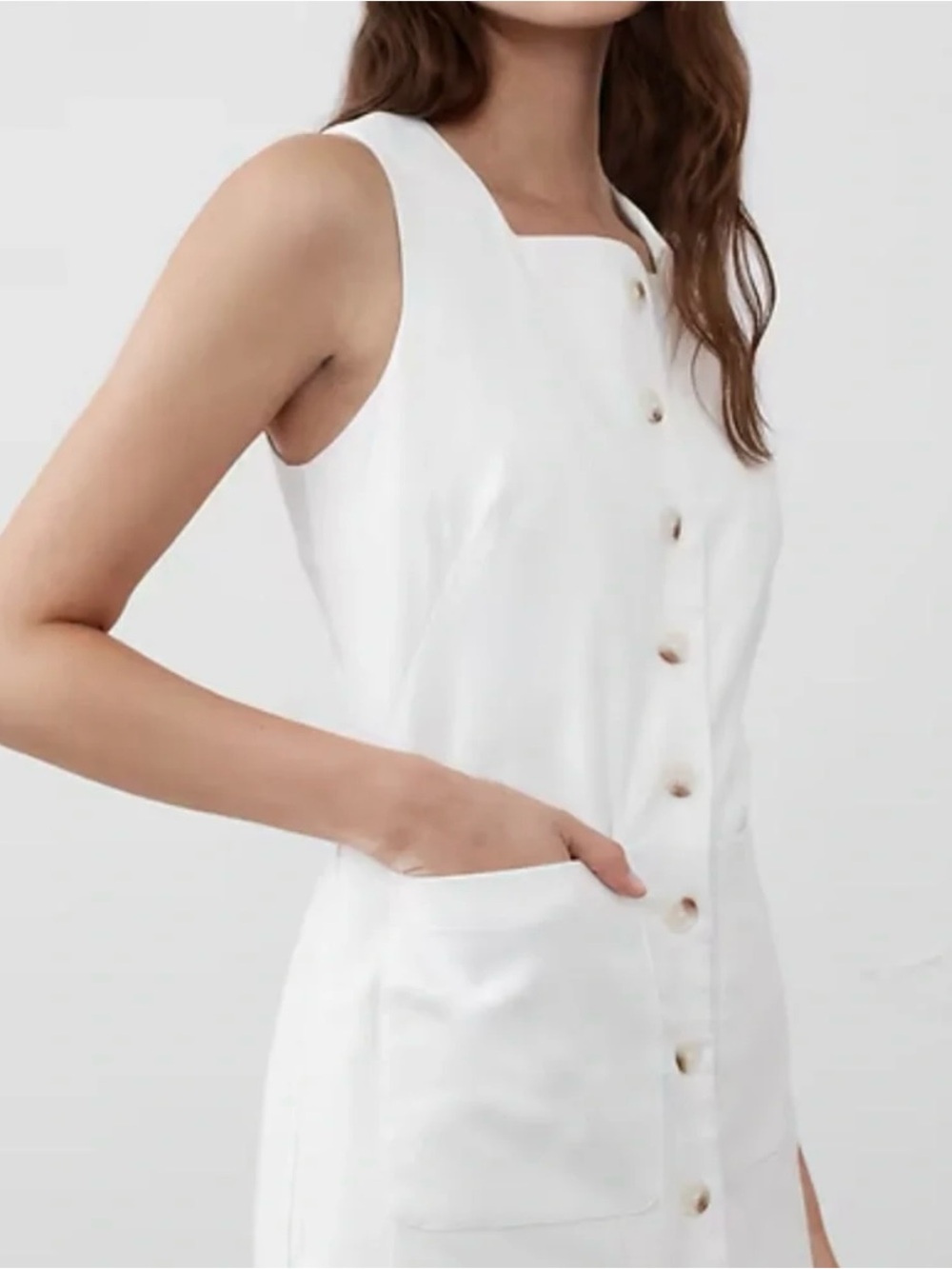 Banana Republic White Button-Front Pocket Mini Dress